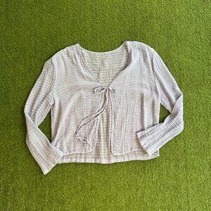 Ethereal Coastal Grandma Tie-Front Cardigan